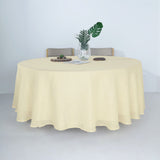 120 Ivory Linen Round Tablecloth | Slubby Textured Wrinkle Resistant Tablecloth