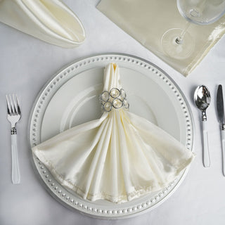 Ivory Seamless Satin Cloth Dinner Napkins: Elevate Your Table Setting