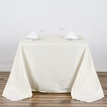 90"x90" Ivory Seamless Square Polyester Tablecloth
