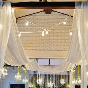 10ftx30ft Ivory Sheer Ceiling Drape Curtain Panels Fire Retardant Fabric