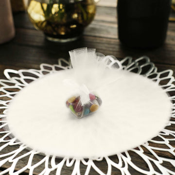 25 Pack | 9" Ivory Sheer Nylon Tulle Circles Favor Wrap, DIY Craft Fabric