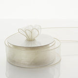 10 Yards 1.5" Ivory Wired Edge Organza Ribbon#whtbkgd
