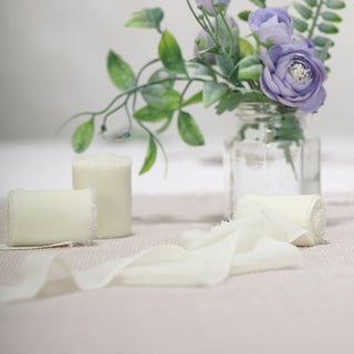 Elegant Ivory Silk-Like Chiffon Linen Ribbon Roll for Bouquets