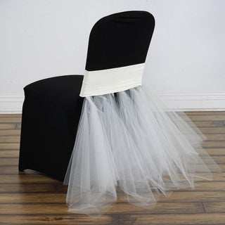 Elegant Ivory Spandex Chair Tutu Cover Skirt