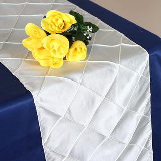 Ivory Taffeta Pintuck Table Runner - Add Elegance to Your Event Decor