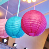 Set of 8 - Turquoise Hanging Paper Lanterns Round Assorted Size - 6", 8", 10", 14"