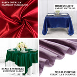 60inch x 60inch Burgundy Seamless Satin Square Tablecloth Overlay