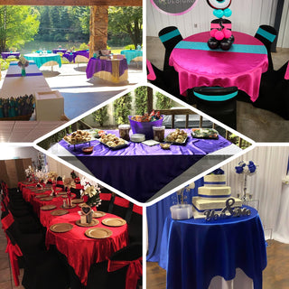 Create a Memorable Event with our Seamless Satin Square Table Overlay