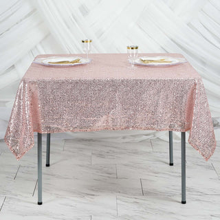 Enhance Your Table Setting with the Blush Duchess Sequin Table Overlay