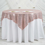 60" x 60" Blush | Rose Gold Duchess Sequin Square Overlay