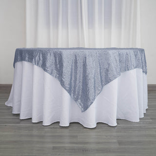 Add Elegance to Your Event with the Dusty Blue Duchess Sequin Tablecloth