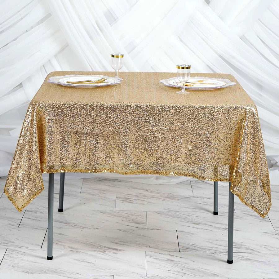 60" x 60" Gold Duchess Sequin Square Overlay