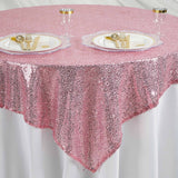 60" x 60" Pink Duchess Square Sequin Table Overlay#whtbkgd