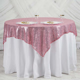 60" x 60" Pink Duchess Square Sequin Table Overlay