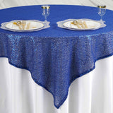 60" x 60" Royal Blue Duchess Sequin Square Overlay#whtbkgd