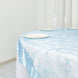 60"x60" Light Blue Satin Edge Embroidered Sheer Organza Square Table Overlay