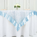 Enhance Your Table Setting with the Light Blue Embroidered Sheer Organza Tablecloth Overlay