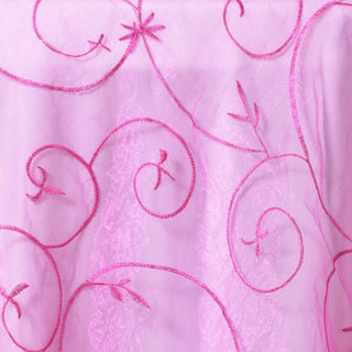 Create a Picture-Perfect Tablescape with the Fuchsia Embroidered Sheer Organza Table Overlay