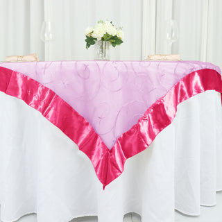 Add a Touch of Elegance to Your Table with the Fuchsia Embroidered Sheer Organza Table Overlay