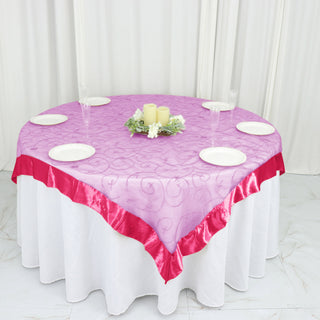 Elevate Your Table Decor with the Fuchsia Embroidered Sheer Organza Table Overlay
