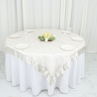 Elevate Your Event Decor with the 60"x60" Ivory Embroidered Sheer Organza Square Table Overlay