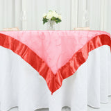 Add a Touch of Elegance with the Red Embroidered Sheer Organza Square Table Overlay