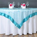60"x60" Turquoise Satin Edge Embroidered Sheer Organza Square Table Overlay#whtbkgd