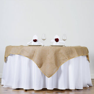 Natural Authentic Rustic Burlap Jute Table Overlay - Enhance the Beauty of Your Event Decor