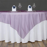 60'' | Eggplant Square Sheer Organza Table Overlays#whtbkgd