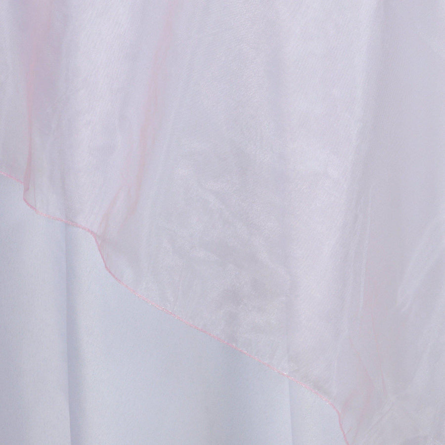 60'' | Pink Square Sheer Organza Table Overlays