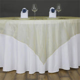 60'' | Yellow Square Sheer Organza Table Overlays#whtbkgd