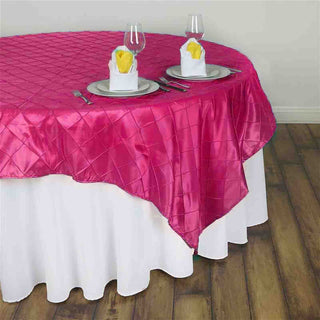 Create a Stunning Ambiance with the Fuchsia Pintuck Square Table Overlay