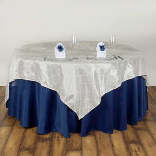 Elegant Ivory Pintuck Square Table Overlay - Add a Touch of Sophistication to Your Event