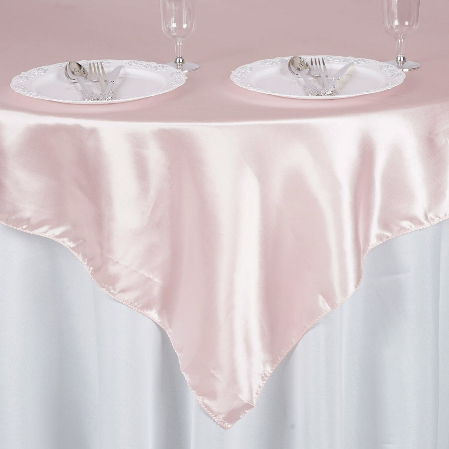 60"x 60" Blush | Rose Gold Seamless Satin Square Tablecloth Overlay#whtbkgd