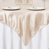 60x60 Beige Seamless Square Satin Tablecloth Overlay#whtbkgd