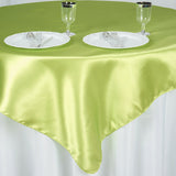 60"x 60" Apple Green Seamless Satin Square Tablecloth Overlay#whtbkgd