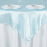 60"x 60" Light Blue Seamless Satin Square Tablecloth Overlay#whtbkgd