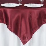 60"x 60" Burgundy Seamless Satin Square Tablecloth Overlay#whtbkgd