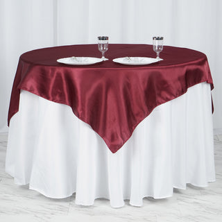 Burgundy Square Smooth Satin Table Overlay
