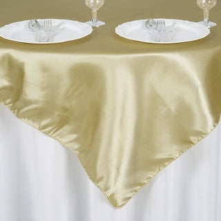 Create a Memorable Event with the Champagne Square Smooth Satin Table Overlay