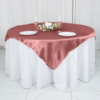 Elevate Your Event Decor with the 60x60 Cinnamon Rose Square Smooth Satin Table Overlay