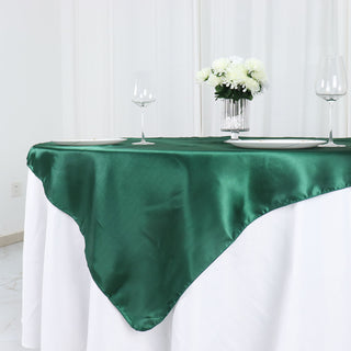 Add a Touch of Elegance to Your Event with the Hunter Emerald Green Satin Table Overlay