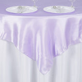 60x60inch Lavender Lilac Square Smooth Satin Table Overlay#whtbkgd