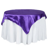 60"x 60" Purple Seamless Satin Square Tablecloth Overlay
