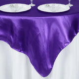 60"x 60" Purple Seamless Satin Square Tablecloth Overlay#whtbkgd
