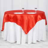 60"x 60" Red Seamless Satin Square Tablecloth Overlay