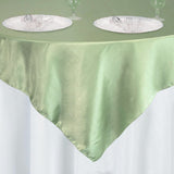 60inch x 60inch Sage Green Seamless Satin Square Tablecloth Overlay#whtbkgd
