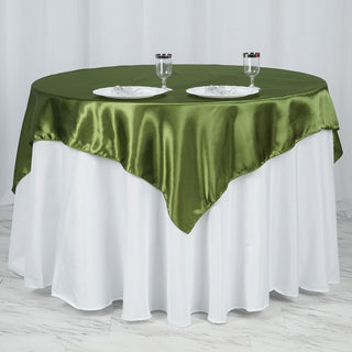 Dress Your Tables in Style with the Olive Green Satin Table Overlay