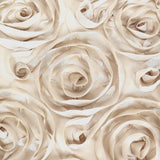 72x72inch Beige 3D Rosette Satin Table Overlay, Square Tablecloth Topper#whtbkgd