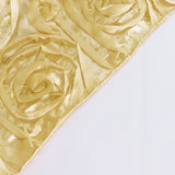 72x72inch Champagne 3D Rosette Satin Table Overlay, Square Tablecloth Topper